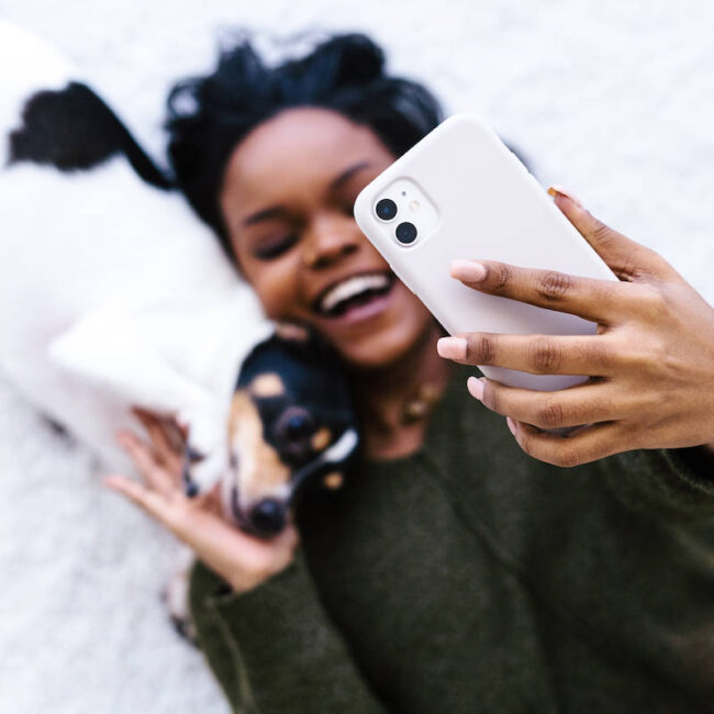 selfie girl and a dog