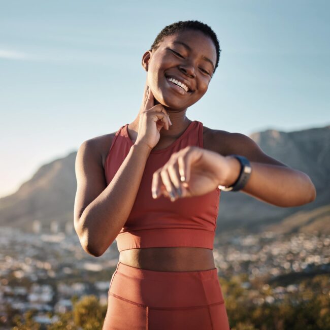 a girl with a smartwatch