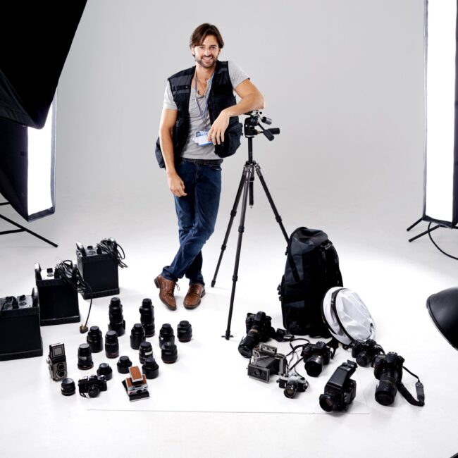 the professional photographer in his studio